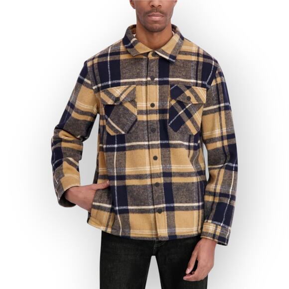 3XL NEW Dakine Shirt-Jac Shacket Chore Barn Snap Navy Plaid Flannel Fleece - Picture 12 of 14